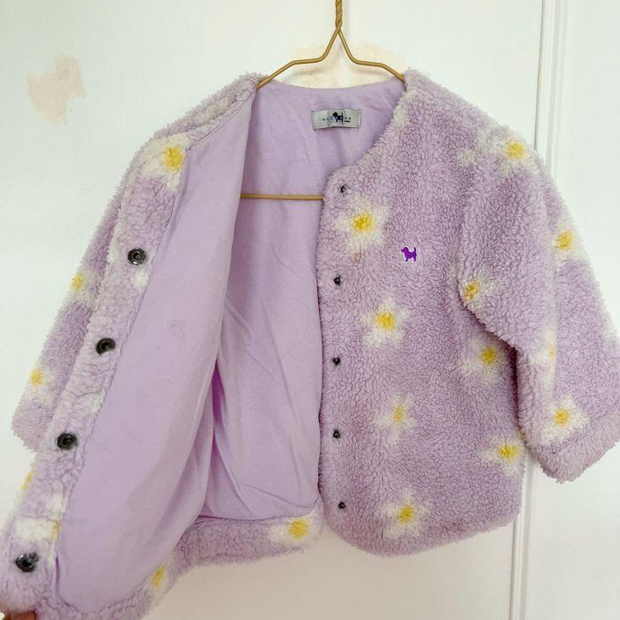 Veste molletonnée violette à fleurs - Taille 2 ans (Hiver) - photo numéro 3