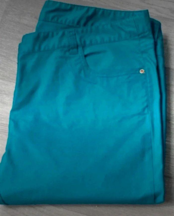 Pantalon enduit bleu canard - photo numéro 1