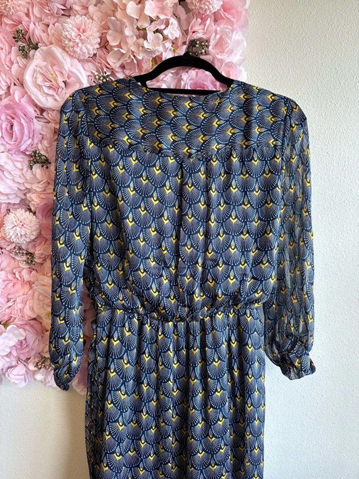 Robe longue Vintage Dressing motif bleu jaune T.36/38 - photo numéro 7