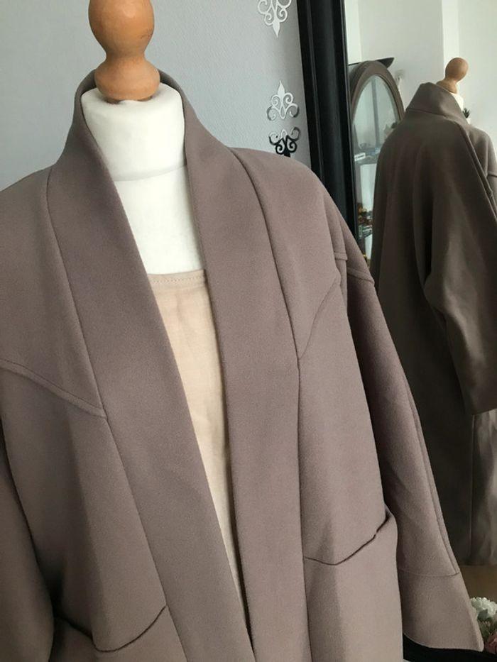 Manteau kimono laine façon cachemire taupe oversize 🌷 - photo numéro 6