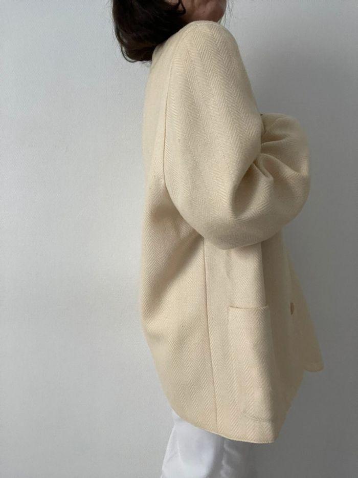 Oversized blazer crème 100% laine - photo numéro 8