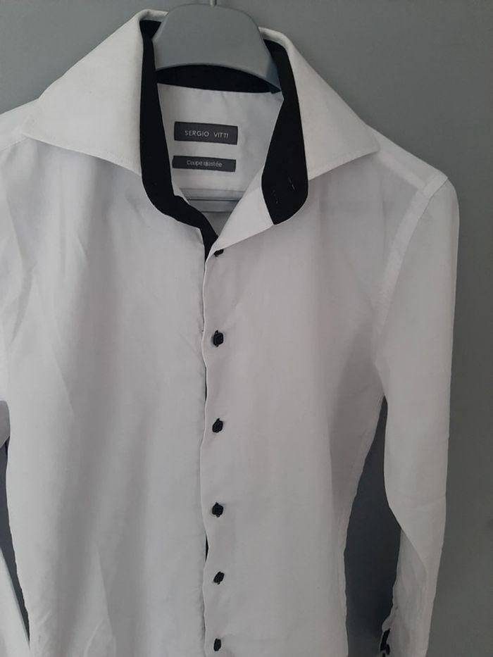 Chemise unie blanche coupe ajustée homme Sergio Vitti S - photo numéro 2