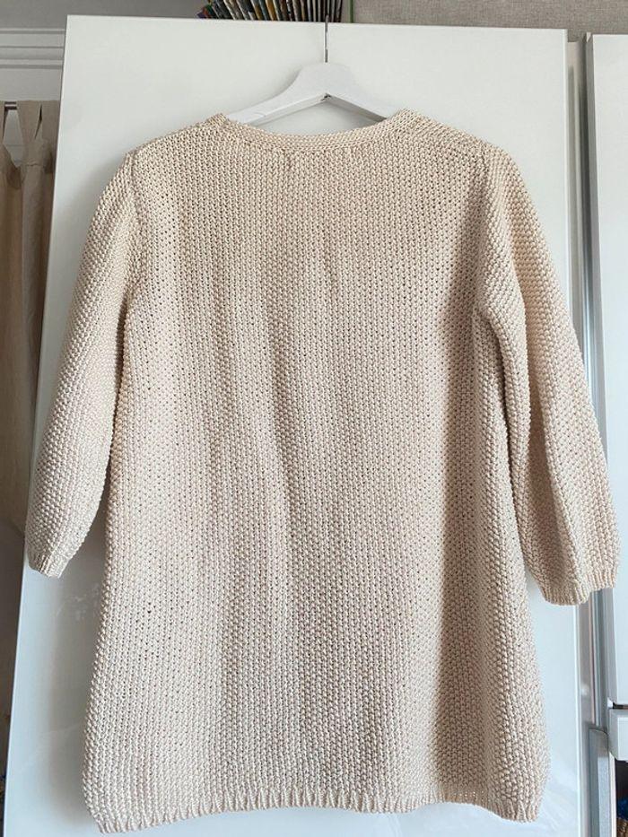 Pull long en grosses mailles beige - photo numéro 3