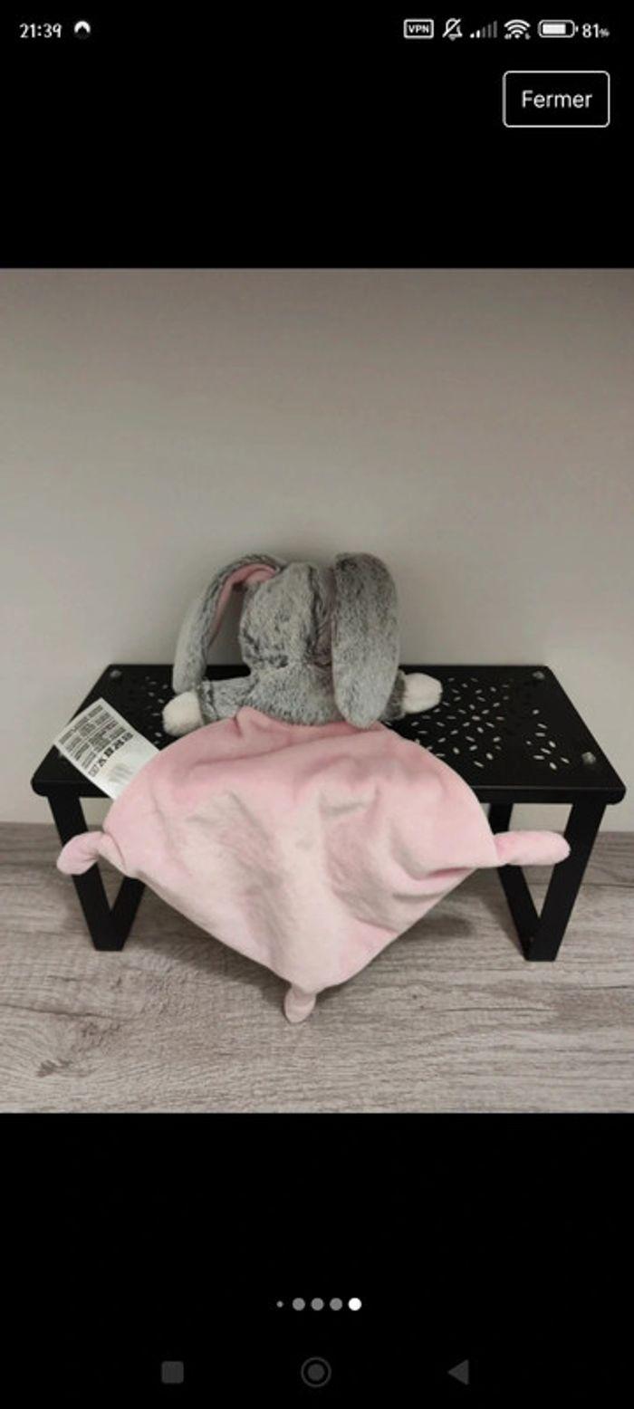 Doudou mouchoir lapin rose - photo numéro 8