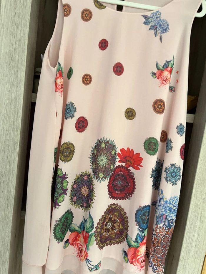 Robe voile rose à motif taille unique - photo numéro 2