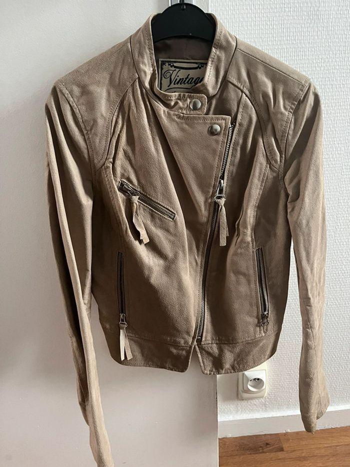 Veste en cuir beige - photo numéro 1