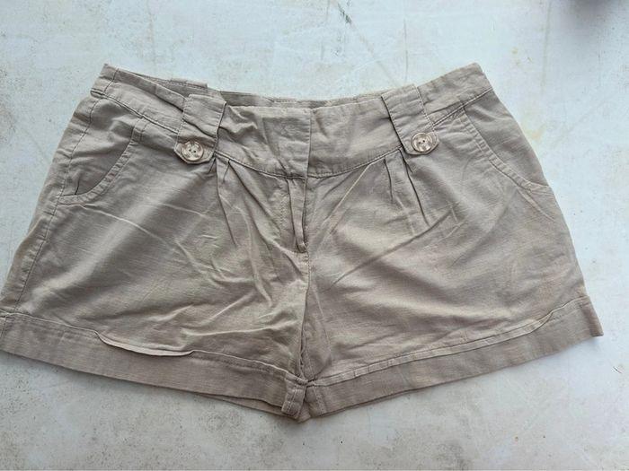 Short beige femme lin - photo numéro 1