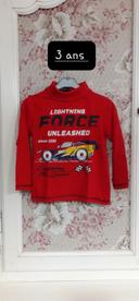 Pull col roulé col montant rouge Cars 3 ans