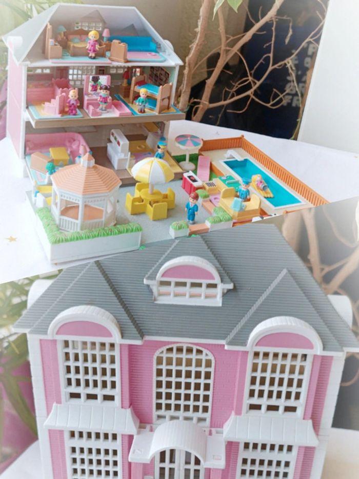 Maison maisonnette house galoob dollhouse pocket victorienne rose pink mobilier terrasse piscine - photo numéro 2