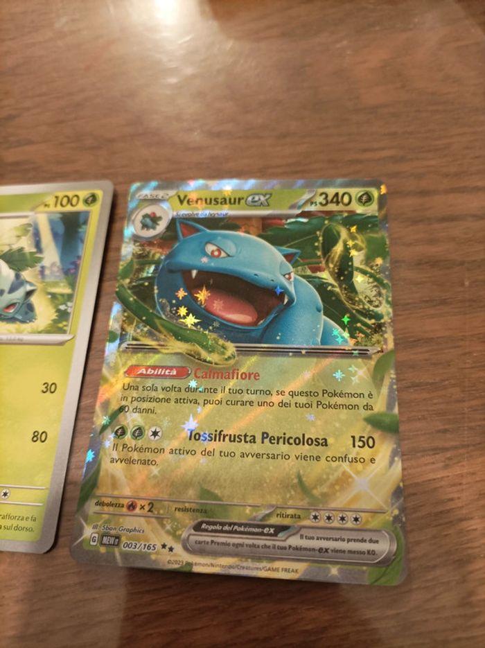 Lot de 3 cartes Pokemon set de base Bulbizarre Herbizarre Florizarre EX 151 - photo numéro 2