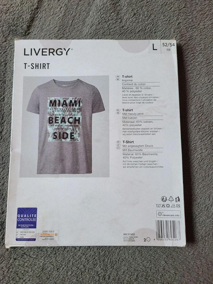 T-shirt manches courtes homme gris miami beach side neuf taille L - photo numéro 2