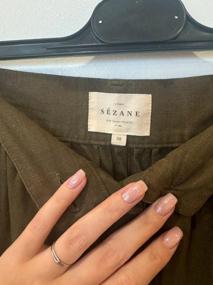 Jupe Sézane « Lorraine » kaki boutonnée Taille 38 - photo numéro 3