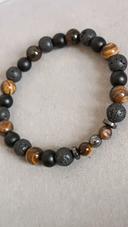 Bracelet homme ou mixte perles et oeil de tigre