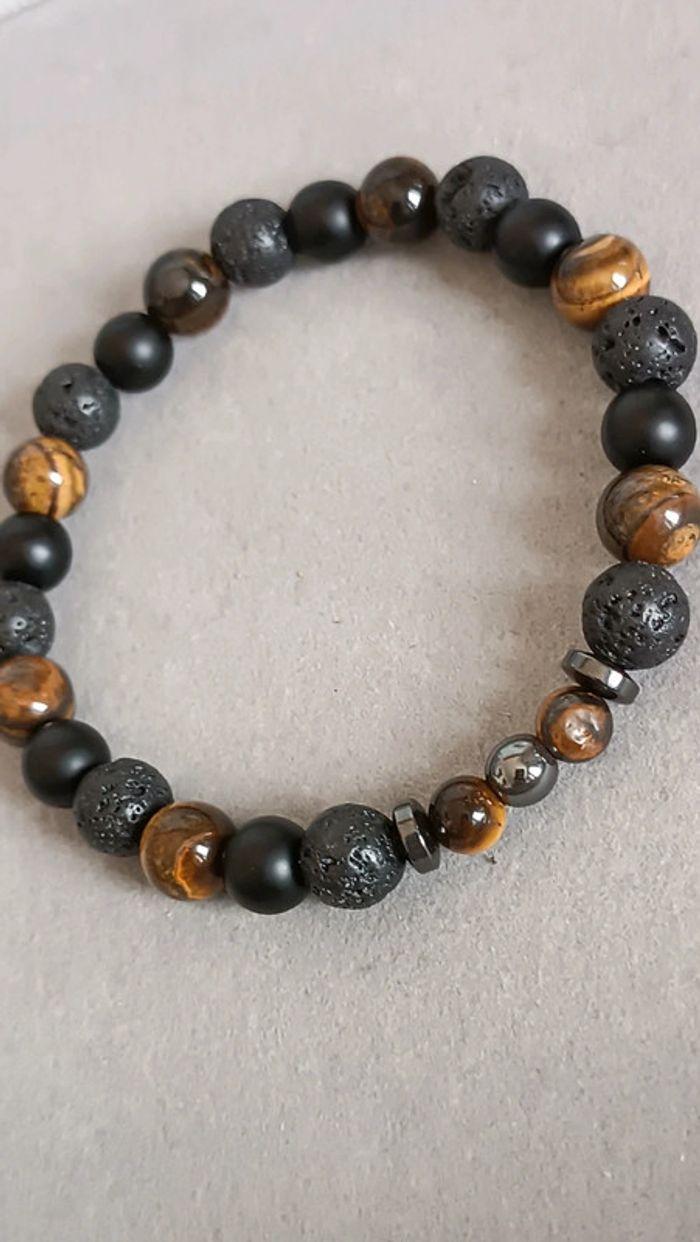 Bracelet homme ou mixte perles et oeil de tigre - photo numéro 1