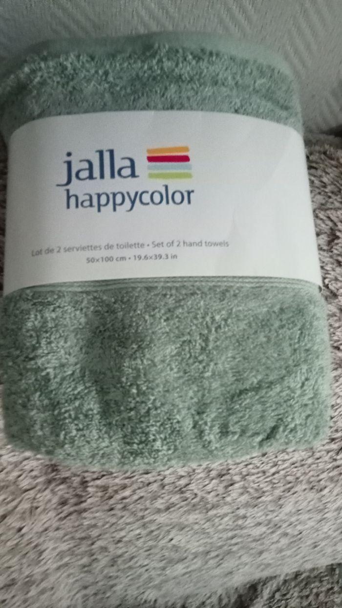 Lot de deux serviettes de toilette jalla happycolor 💯 coton - photo numéro 1