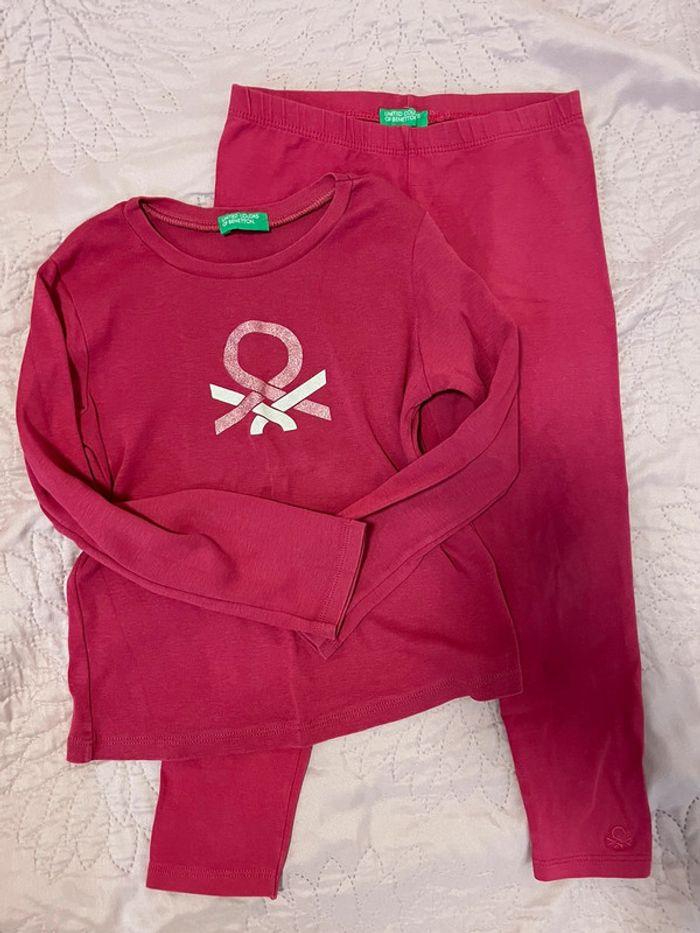 Ensemble t-shirt et legging fuchsia Benetton - photo numéro 1