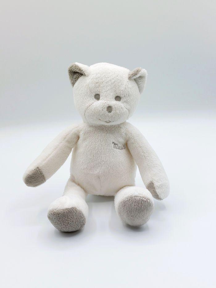 Doudou Peluche ours blanc MUSTI MUSTELA pattes grises 24 cm - photo numéro 1