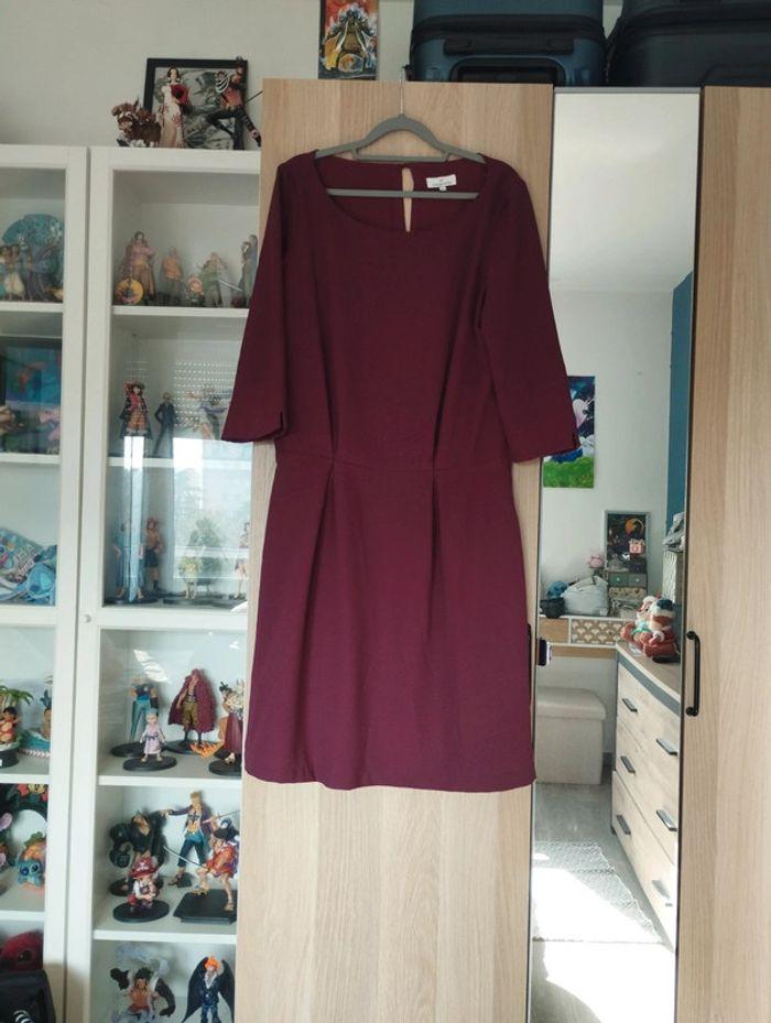 Robe bordeaux manches 3/4 jacqueline Riu - Taille XL 42 - photo numéro 1