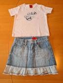 T-shirt Esprit et jupe en jean Tissaia en 4 ans en TBE