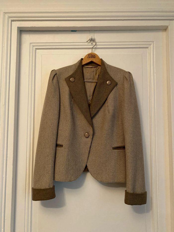 Veste beige et marron vintage - photo numéro 1