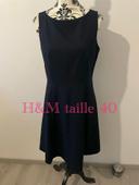 Robe patineuse cintré habillé bleu marine sans manche H&M taille 40