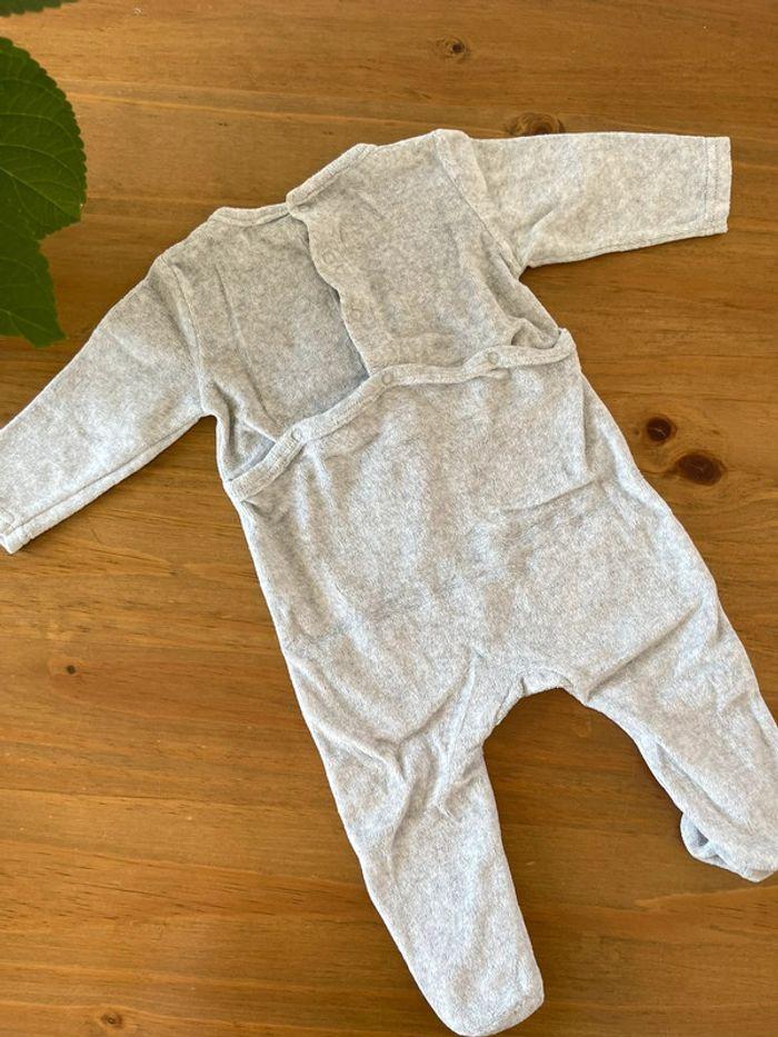 Pyjama velours gris Zara Kids 3/6 mois 68cm - photo numéro 3