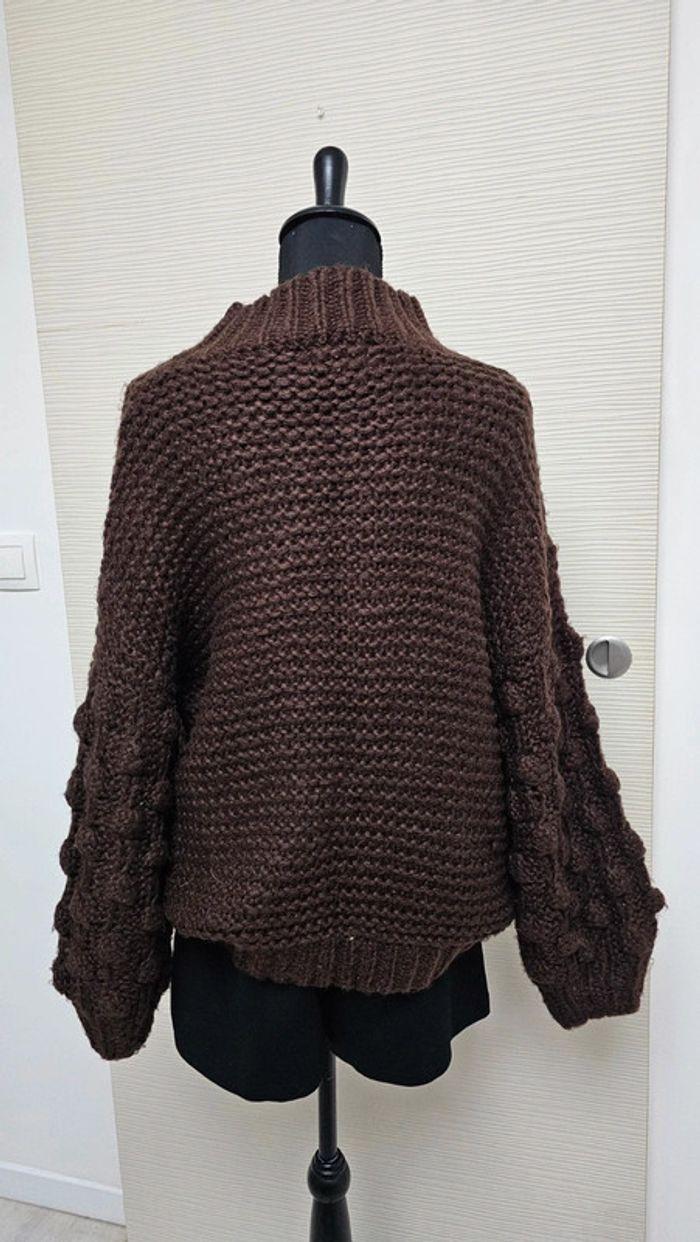 Pull maille chaude marron col montant mademoiselle chic - photo numéro 6