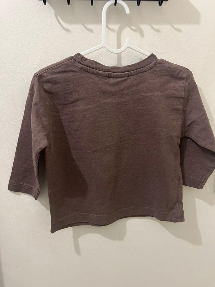 T-shirt uni marron Zara 12 mois 80cm - photo numéro 3