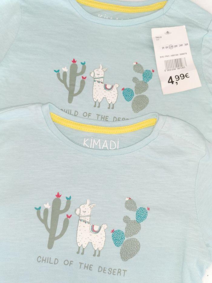 Lot de 2 tee-shirts jumeaux lama et cactus Kimadi 12 Mois - photo numéro 2