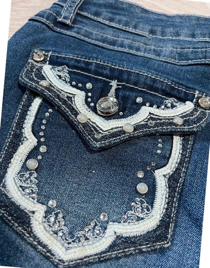 🩳 Short vintage brodé en jean Earl Jean Bleu Taille XS 🩳 - photo numéro 11