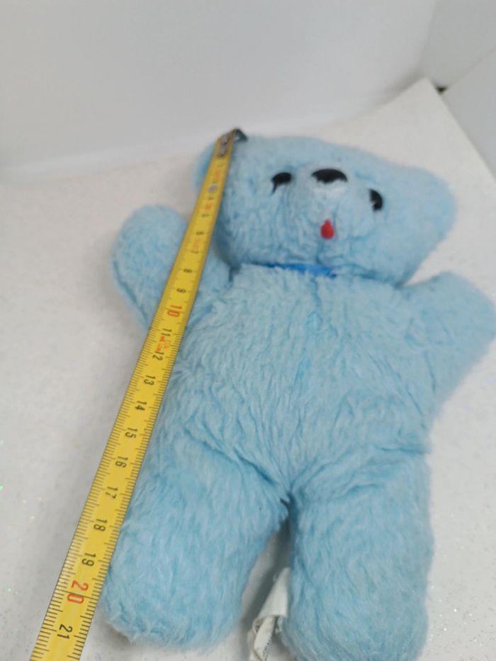 Nounours ours Teddy Bear ourson bleu blue ciel clair vintage petit small minouche tire langue - photo numéro 12