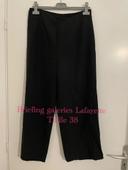 Pantalon fluide noir jambe large 7/8 fermeture éclair briefing galerie Lafayette taille 38