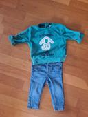 Ensemble bébé Jean + sweat 9 mois