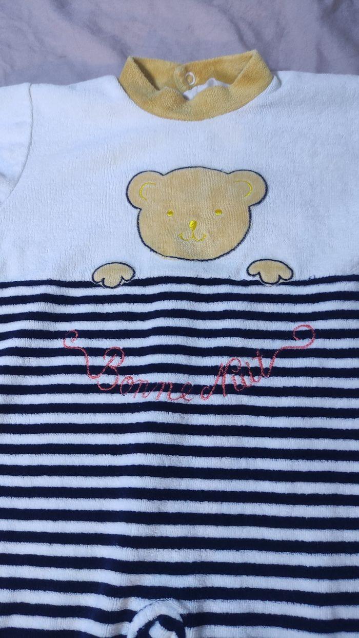 Pyjama velours 1 pièce marinière ourson 🐻 - photo numéro 2