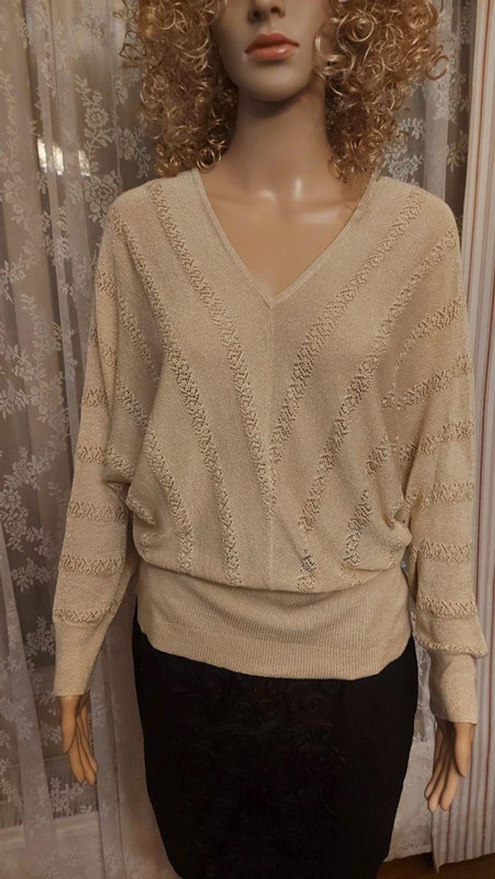 Pull Versia beige doré  taille L - photo numéro 4