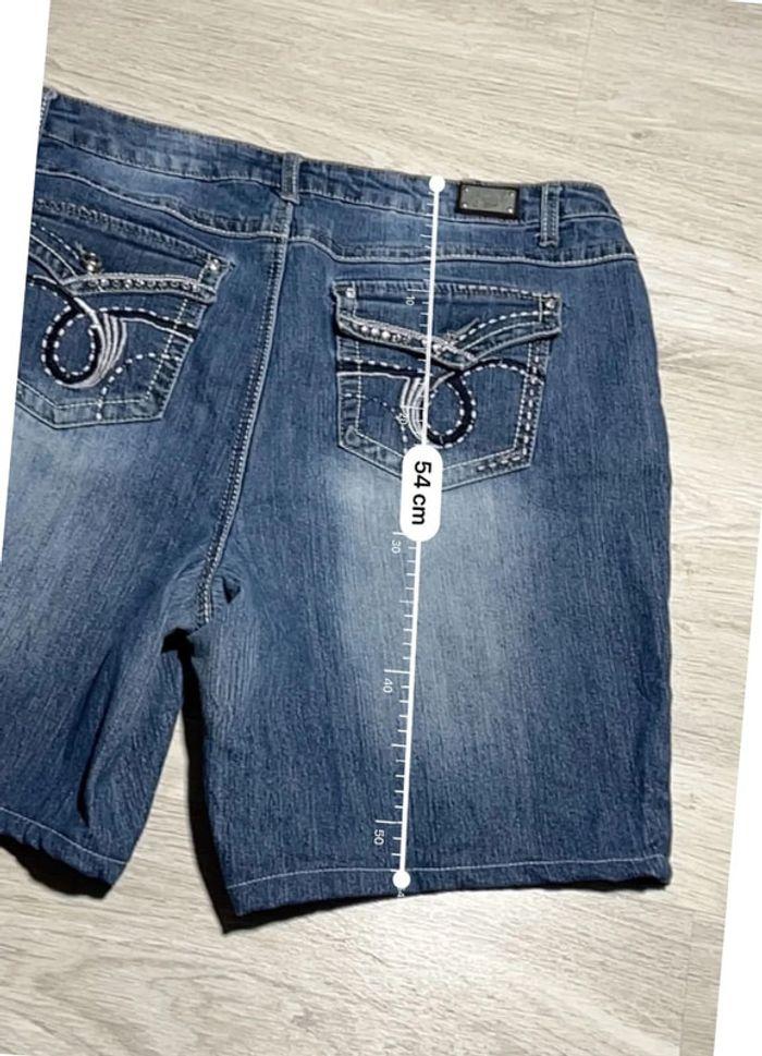 🩳 Short vintage brodé hip hop en jean Bleu Taille XL 🩳 - photo numéro 7