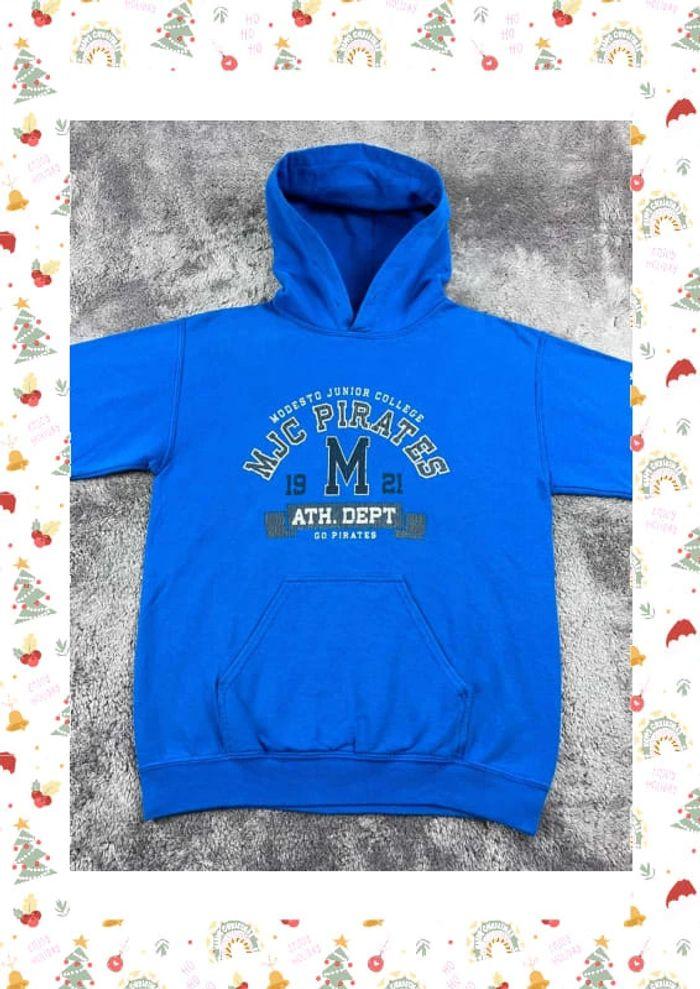 👕 Sweat à capuche Veste University Rare Vintage y2k 90s 2000s MJC Pirates College Bleu Taille S 👕 - photo numéro 6