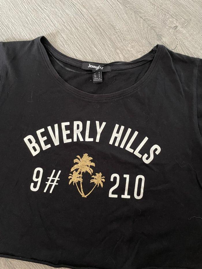 T-shirt court crop top à manches courtes noir série Beverly hills 90210 Jennyfer taille M - photo numéro 2