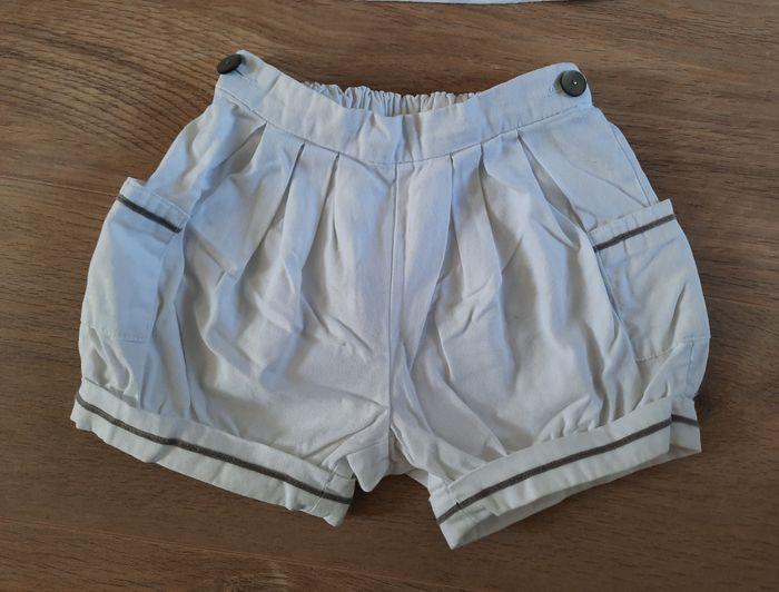 Ensemble été short blanc+ haut à bretelles gris/blanc à pois Jacadi 3 ans - photo numéro 4