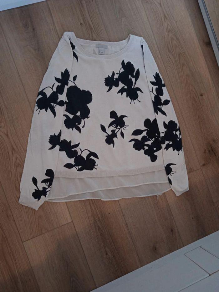 Pull blanc et noir H&M - photo numéro 1