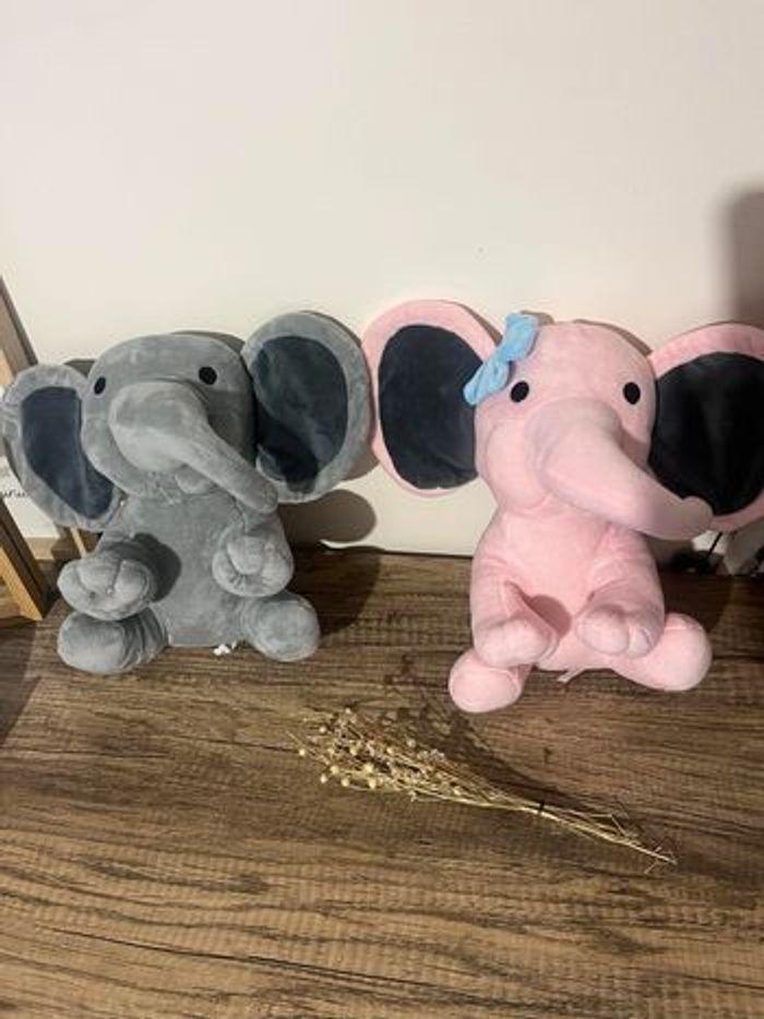 Peluches éléphants personnalisable  rose ou gris 25 cm - photo numéro 4