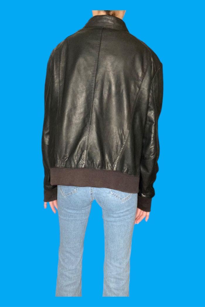 Blouson Teddy en cuir véritable noir Conbipel vintage taille 40/42 en bon état - photo numéro 5