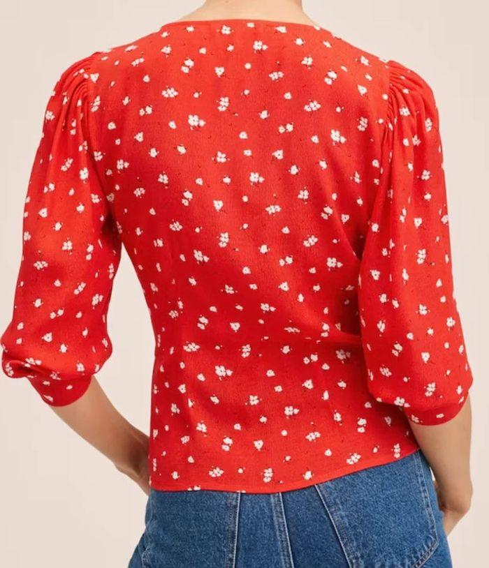 Blouse rouge effet cache cœur à fleurs- Mango - photo numéro 5