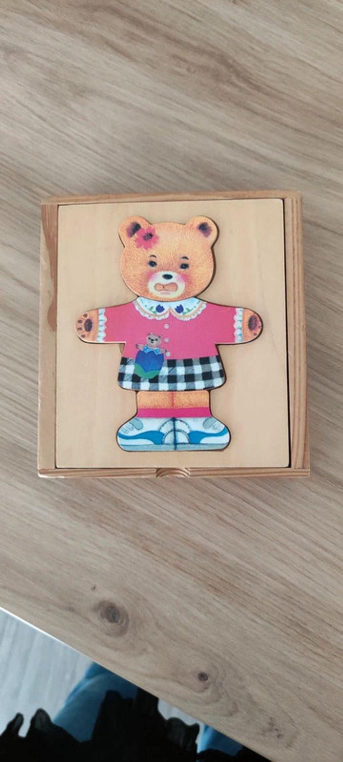 Jeu en bois puzzle ours - photo numéro 1