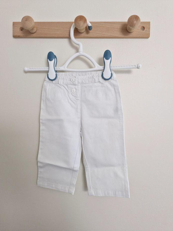 Pantalon bébé fille Blanc 6 mois 67 cm Petit Bateau - photo numéro 1