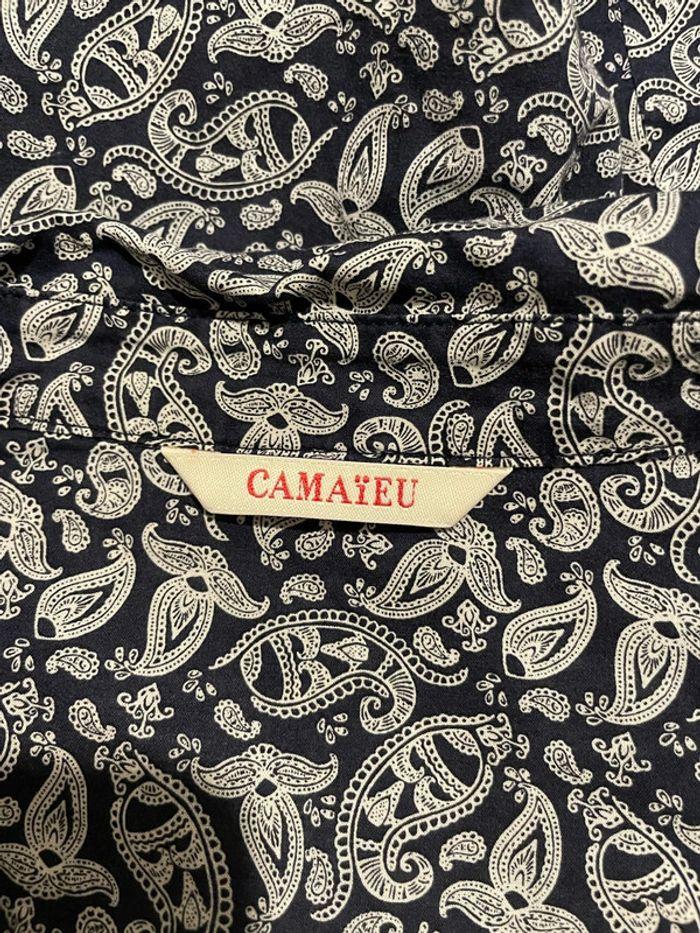 Chemise à manches longues bleu marine à motifs blanc camaïeu taille 38 - photo numéro 4