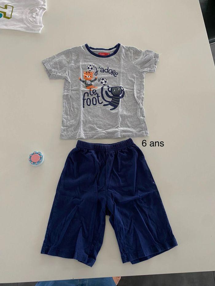 Pyjama bermuda gris bleu marine foot 6 ans - photo numéro 1