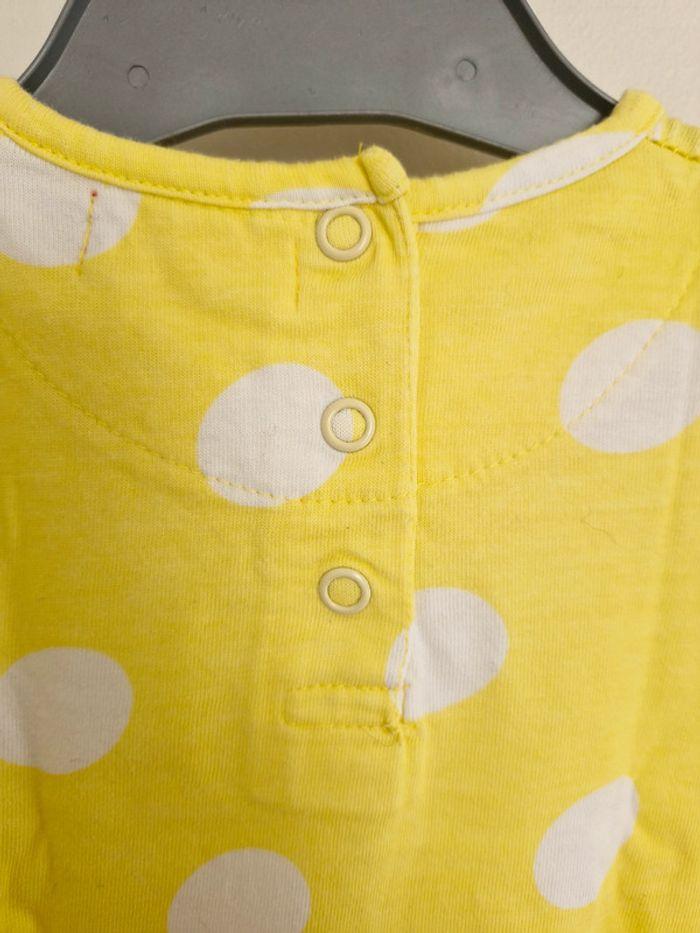 T-shirt manches longues bébé fille Jaune avec pois blancs 3 mois Tissaia - photo numéro 3