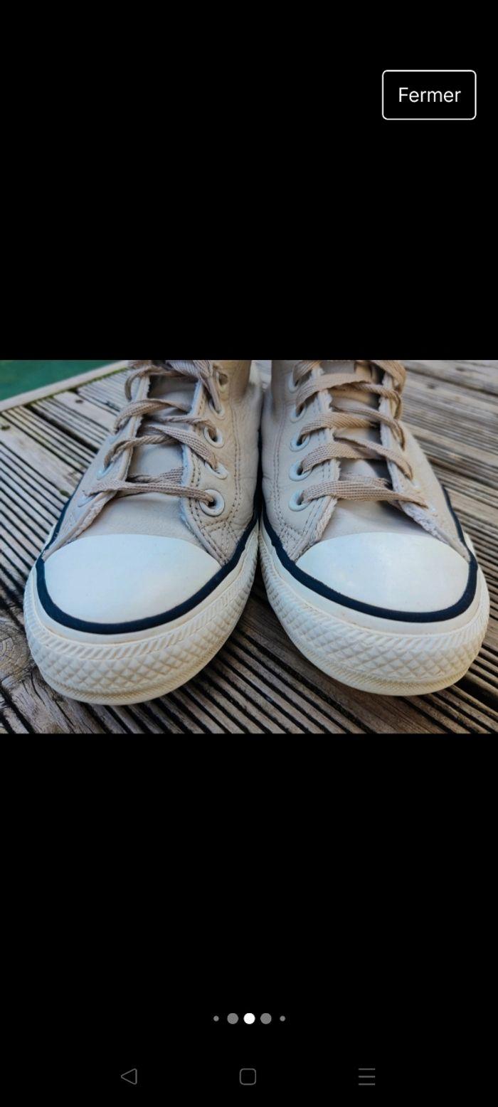 Converses fourrées beige crème cuir pointure 40 25,5cm - photo numéro 10