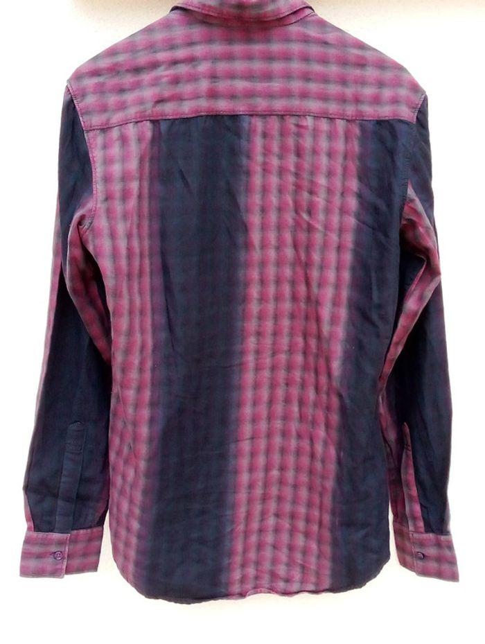 Chemise manches longues à carreaux noir, rose ou fuschia et gris Bleu Tonic taille S - photo numéro 9